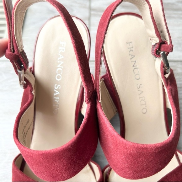 Franco Sarto Wine Suede Leather Wedge  Sandals - Picture 12 of 16